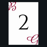 Burgundy Maroon Initialer höstblomma hösten hösten Bordsnummer<br><div class="desc">Den här designen har initialer i bruden och brudgummen i burgunden färg som huvudfokus för designen. Personlig-skript initialer som använder skriptteckensnittstypografi skapar en perfekt med modern och elegans. En enkel anpassningsbars minimalistisk höstfälla eller någon annan säsongsdesign för bröllop-bordsnummer med ett modernt burgungimonogram. Det finns också möjlighet att matcha bröllopsinbjudningar och...</div>