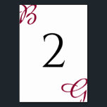 Burgundy Maroon Initialer höstblomma hösten hösten Bordsnummer<br><div class="desc">Den här designen har initialer i bruden och brudgummen i burgunden färg som huvudfokus för designen. Personlig-skript initialer som använder skriptteckensnittstypografi skapar en perfekt med modern och elegans. En enkel anpassningsbars minimalistisk höstfälla eller någon annan säsongsdesign för bröllop-bordsnummer med ett modernt burgungimonogram. Det finns också möjlighet att matcha bröllopsinbjudningar och...</div>