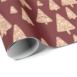 Burgundy Maroon julgran Ro Guld Glitter Presentpapper