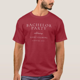 Burgundy Maroon Klassisk Herr Bachelorfest Event T Shirt