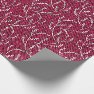 Burgundy Maroon Linen Silver Sparkly Laurel Presentpapper