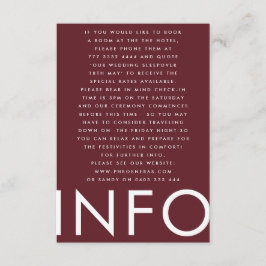 Burgundy Maroon Modern Bold Big Monogram Bröllop Tilläggskort