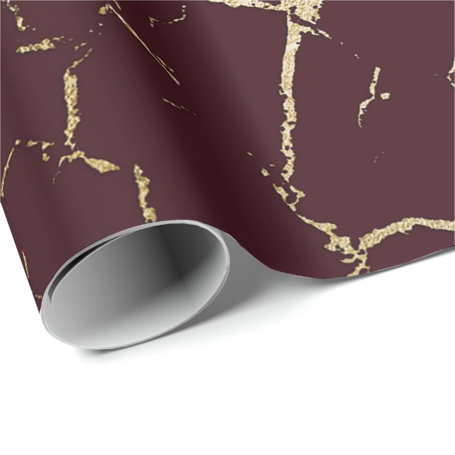 Burgundy Maroon Red Guld Abstrakt Marble Urban Presentpapper (Rullad Hörn)