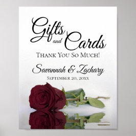 Burgundy Maroon Ro Gifts & Cards Bröllop-skylt Poster