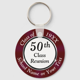 Burgundy Maroon White Black, Class Reunion Favors Nyckelring