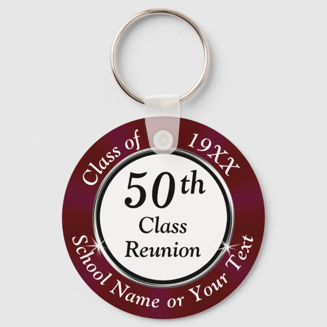 Burgundy Maroon White Black, Class Reunion Favors Nyckelring (Framsida)