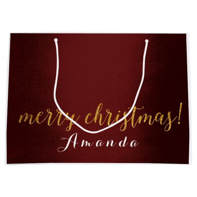 Burgundy Marron Guld God jul Gift (Framsidan)