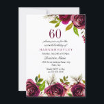 Burgundy Marsala Blommigt 60:e födelsedagen Inbjud Inbjudningar<br><div class="desc">Burgundy Marsala Blommigt 60:e födelsedagen Inbjudan Se matchande samling i nisch och nest store Fackare elegant burgundy blommor. Handmålad perfekt för vattenfärg för födelsedagsfest inbjudan</div>
