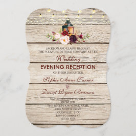 Burgundy Marsala Blommigt Antlers Bröllop Evening Inbjudningar