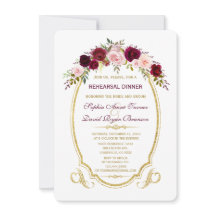 Burgundy Marsala Blommigt Fall Rehearsal Middag