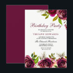 Burgundy Marsala Blommigt Födelsedagsfest inbjudan<br><div class="desc">Burgundy Marsala Blommigt Födelsedagsfest inbjudan Se matchande samling i nisch- och nastbutiker BeSnygg elegant burgundy-blommor. Perfekt med handmålade vattenfärger för ditt speciella tillfälle</div>