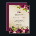 Burgundy Marsala Blommigt Guld 40:e födelsedagen I Inbjudningar<br><div class="desc">Burgundy Marsala Blommigt Guld 40:e födelsedagen Inbjudan Se matchande samling i nisch och nest store BeSnygg elegant burgundy blommor. Perfekt med handmålad vattenfärg för möhippan</div>