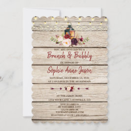 Burgundy Marsala Blommigt Lantern Brunch & Bubly Inbjudningar