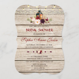 Burgundy Marsala Blommigt Lantern Möhippa Inbjudningar