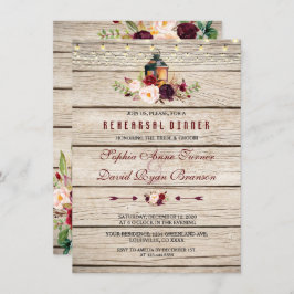 Burgundy Marsala Blommigt Lantern Rehearsal Middag Inbjudningar