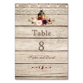 Burgundy Marsala Blommigt Lantern Wood Bordsnummer