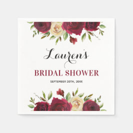 Burgundy Marsala Blommigt Winter Möhippa Papper Pappersservett