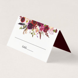 Burgundy Marsala Bohemian Bröllop Bord ortkort Kort