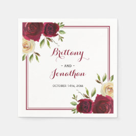 Burgundy Marsala Bord Förlovning Bröllop Pappra Pappersservett