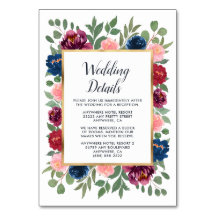 Burgundy  marsala Bröllop-marinkort