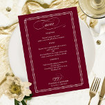 Burgundy Marsala Elegant bröllop Menu Meny<br><div class="desc">Burgundy Marsala Elegant bröllop Menu</div>