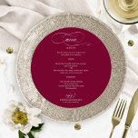 Burgundy Marsala Elegant Round Bröllop Menu Meny<br><div class="desc">Burgundy Marsala Elegant Round Bröllop Menu</div>