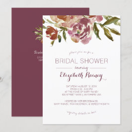 Burgundy Marsala Fall Blommigt Möhippa Inbjudningar