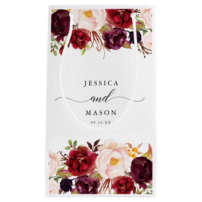 Burgundy Marsala Hotel Bröllop Gift Bag (Framsidan)