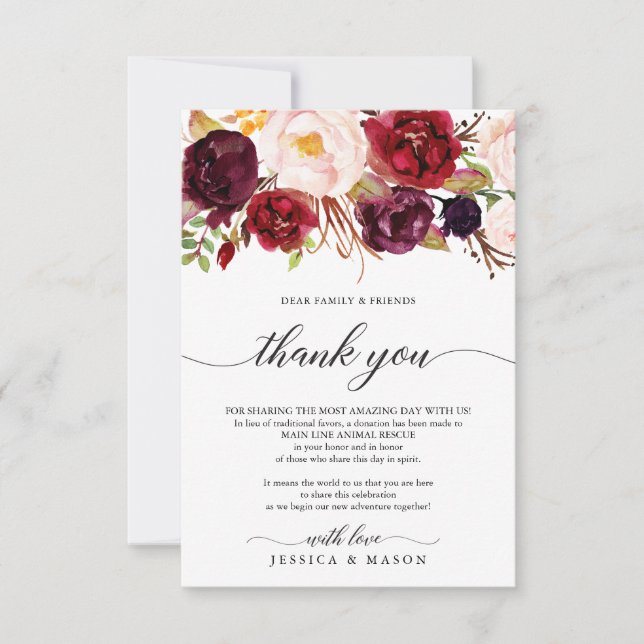 Burgundy Marsala i stället för förmånskort Meddelande (Framsida)