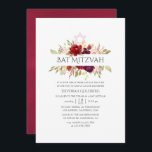 Burgundy - Marsala och  Blommigt Bat mitzvah Inbjudningar<br><div class="desc">Burgundy och  rosa blommigt bat mitzvah inbjudan designad för att snabbt och enkelt kunna anpassas till dina händelsespecifikationer.</div>