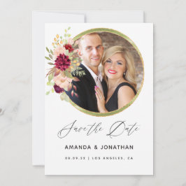 Burgundy-Marsala och Blush Geometrisk Save the Dat Spara Datumet