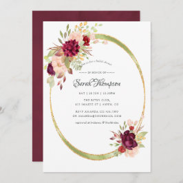 Burgundy-Marsala och  geometrisk Möhippa Inbjudningar