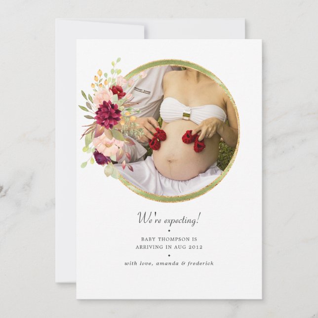 Burgundy-Marsala och  Gravid-meddelande Meddelande (Framsida)