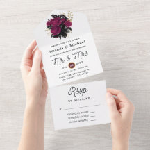 Burgundy - Marsala och guld Blommig Bröllop