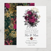Burgundy - Marsala och guld Blommig Bröllop