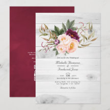 Burgundy - Marsala och Päron Rustik Blommig Bröllo