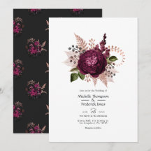 Burgundy - Marsala och Rose Gold Blommig Bröllop