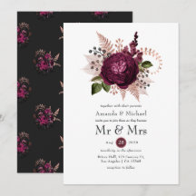 Burgundy - Marsala och Rose Gold Blommig Bröllop