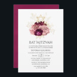 Burgundy Marsala  Rosa och Guld Bat mitzvah Inbjudningar<br><div class="desc">anpassade till din specifika inbjudan till vintage,   och guld blommigt är bat mitzvah.</div>