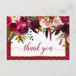 Burgundy Marsala Rustic Blommigt Chic Tack Kort