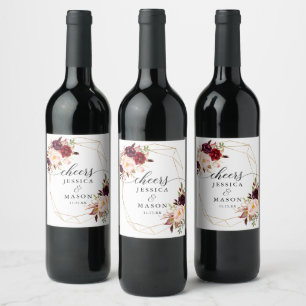 Burgundy Marsala Vin Flaska-etikett Vinflaska Etikett