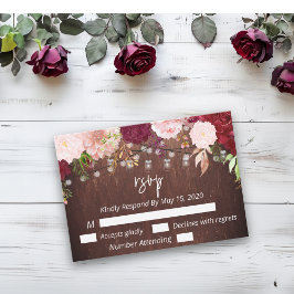 Burgundy Mason Burk Wood Budget Ljus Flower OSA Anteckningskort