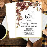 Burgundy Mauve Ivory Fall Flowers 60:e födelsedage Inbjudningar<br><div class="desc">Elegant burgundi,  mauve och elfenbensvita blommor skapar en mycket söt blommigt arrangemang. Berries och grenar ge är en modern och rustik Boho-vibe. Namn som fyller år skrivs i ett tidlöst skript. Denna punkt är en del av insamlingen av Blommigten Burgundy,  Mauve och White.</div>