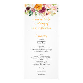 Burgundy Mauve Rosa Saffron Bröllopsprogram Reklamkort