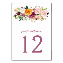 Burgundy  Mauve Saffron Blommigt Bouquet Bordsnummer