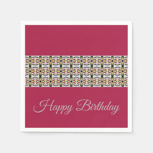 Burgundy med dekorativt Mönster Pappersservett (Framsidan)