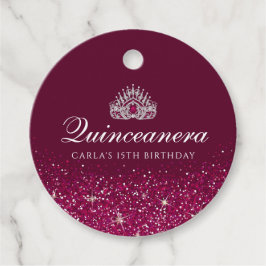 Burgundy med Glitter Quinceanera Gåvor Etiketter
