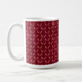 BURGUNDY MED GULD ANTLER HORNS KAFFEMUGG