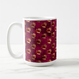 BURGUNDY MED GULD THANKSGIVING TURKEYS KAFFEMUGG