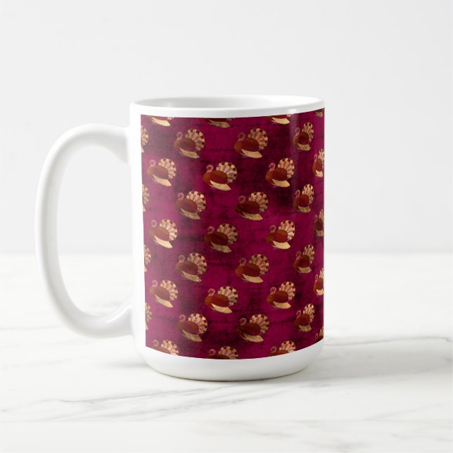 BURGUNDY MED GULD THANKSGIVING TURKEYS KAFFEMUGG (Vänster)